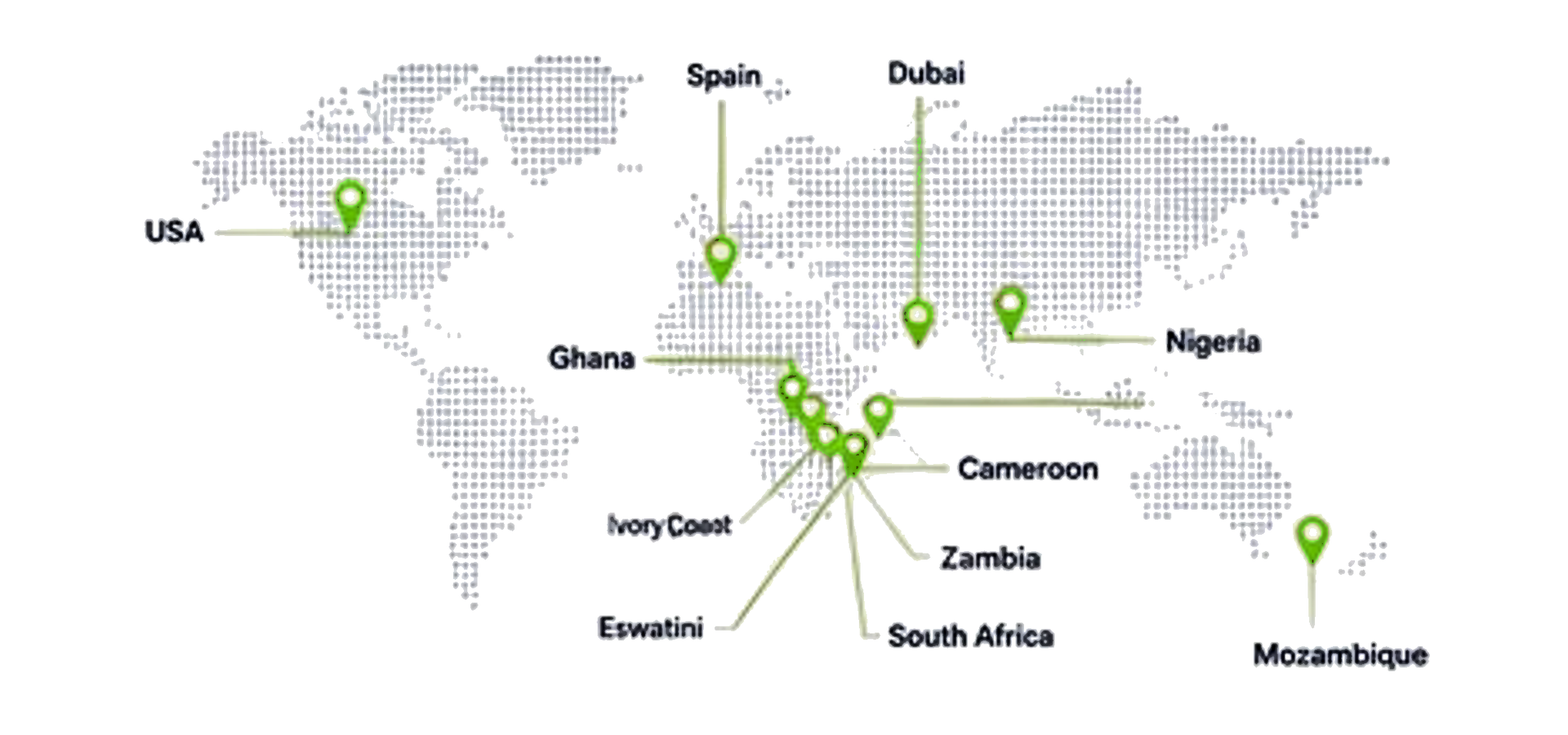 Map showing Elvaron market exposure